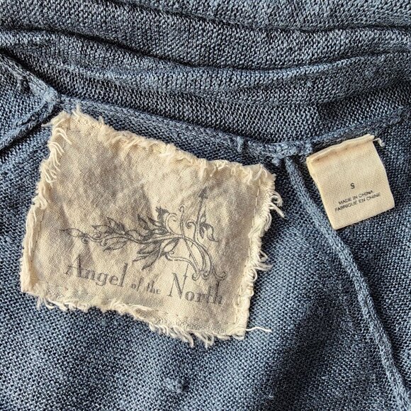 Anthropologie Angel of the North Womens Small Cardigan Linen Blue Lightweight - Picture 6 of 8